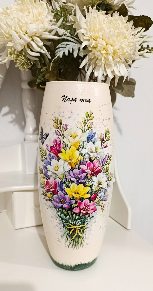 Vază personalizată pentru nașă cadou cu mesaj emoționant