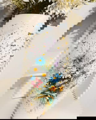 Vază personalizată cu flori de câmp și numele copiilor