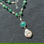 Colier argint smarald perle naturale de cultura conector sillimanit  boho chic trendy - Transport gratuit