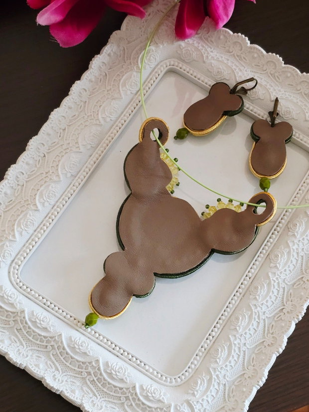 Set soutache galben-oliv