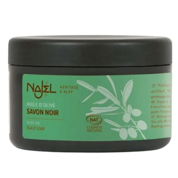 Sapun Negru de Alep Exfoliant cu Ulei de Masline, fara Parfum - Najel Olive Oil Black Soap, 180 g