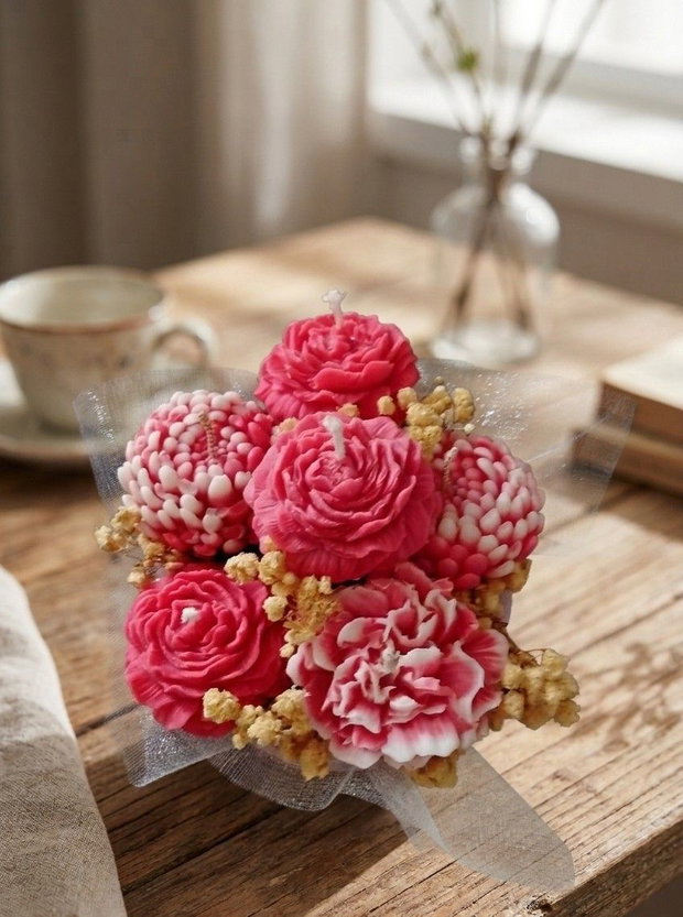 Aranjament Floral "First Bloom" Sculptură în Ceară și Ceramică Modelată Manual