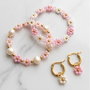 Rezervat Set Brățări și cercei - Pink Flowers & Pearls