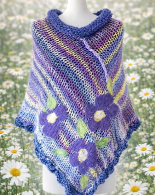 Poncho cu flori impaslite