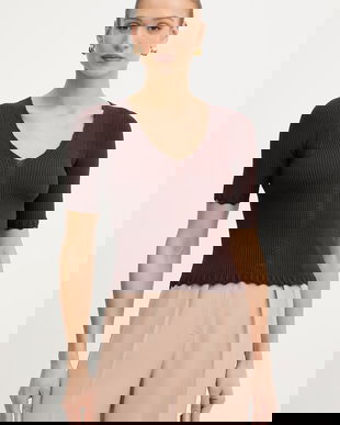 Twinset bluză cu volane pentru femei, cu vâscoză