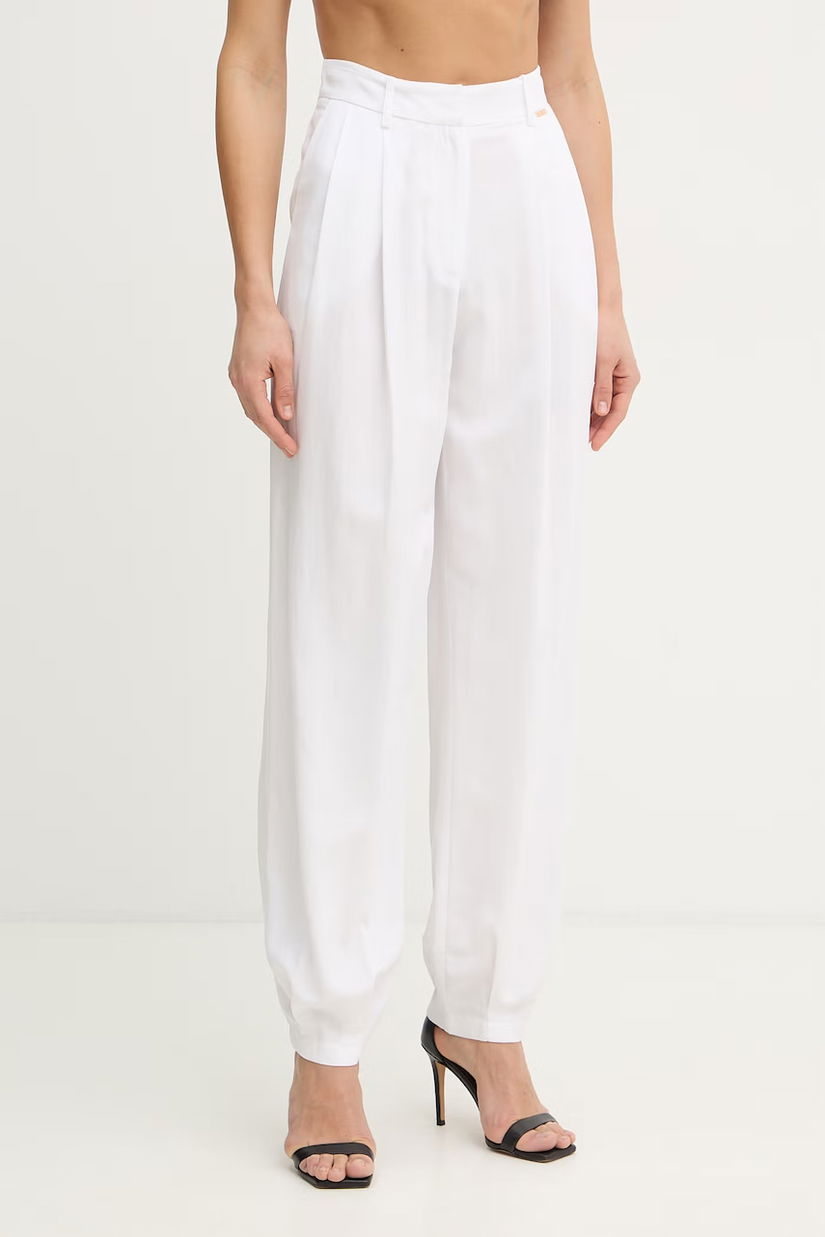 Fracomina pantaloni palazzo pentru femei, cu amestec de in