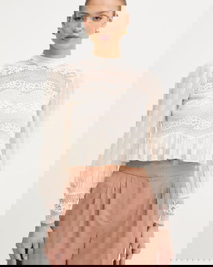 Twinset bluză cu volane pentru femei, cu vâscoză