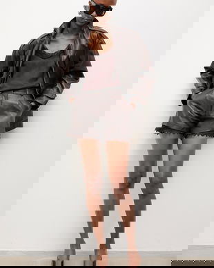 Answear.LAB pantaloni scurți pentru femei, din piele EIRA Unscripted Collection