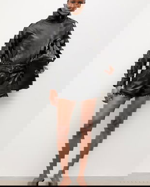 Answear.LAB pantaloni scurți pentru femei, din piele EIRA Unscripted Collection