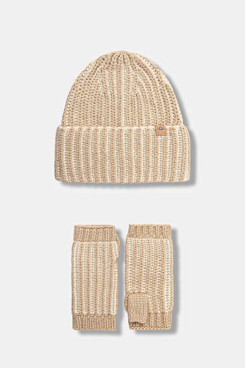 UGG căciulă și mănuși din amestec de lână CHUNKY