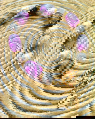 Bratara Ametist Chevron & perle albe de Mallorca