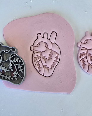 Decupator inimă anatomică cu plante | Cutter polymer clay | Unealtă pentru bijuterii handmade