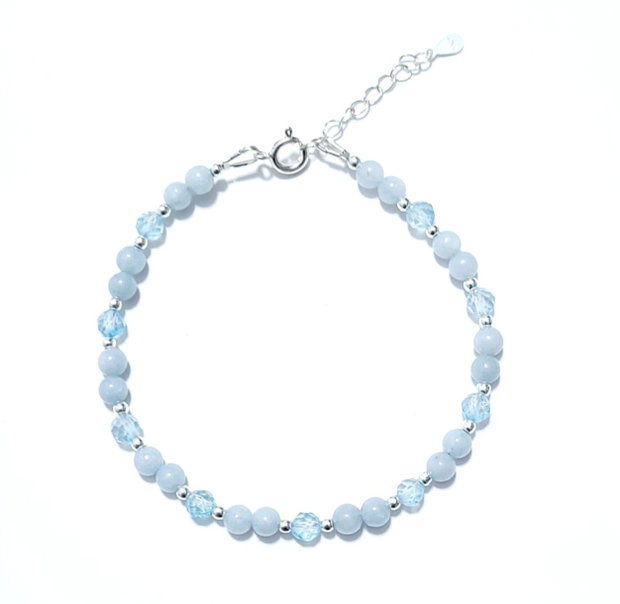 Bratara argint 925 cu topaz bleu, angelit si hematit