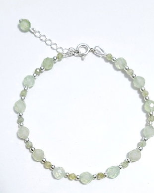 Bratara argint 925 cu prehnit, granat verde si hematit