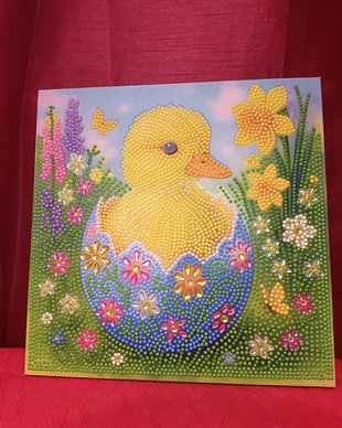 Mozaic cu diamante  Puișor de Paști în ou decorat (25 x 25 cm)