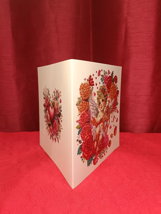 Cupidonul Inimilor Felicitare Mozaic cu Diamante 15×30 cm