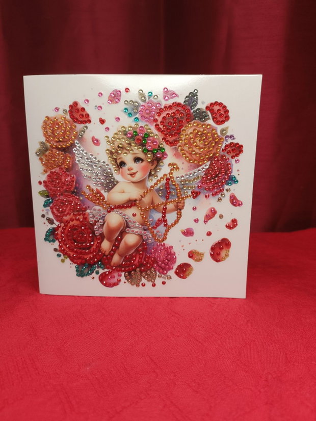 Cupidonul Inimilor Felicitare Mozaic cu Diamante 15×30 cm