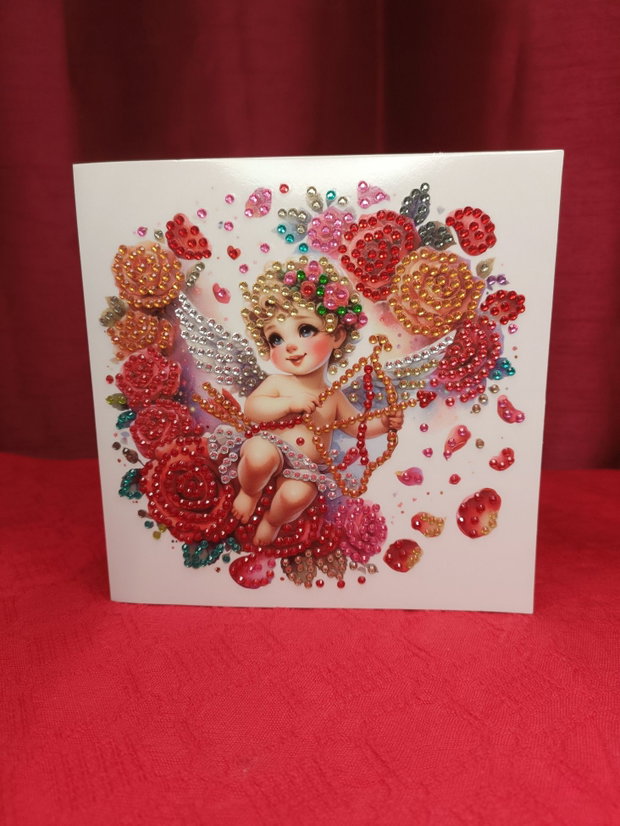 Cupidonul Inimilor Felicitare Mozaic cu Diamante 15×30 cm