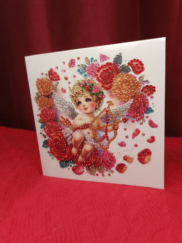 Cupidonul Inimilor Felicitare Mozaic cu Diamante 15×30 cm