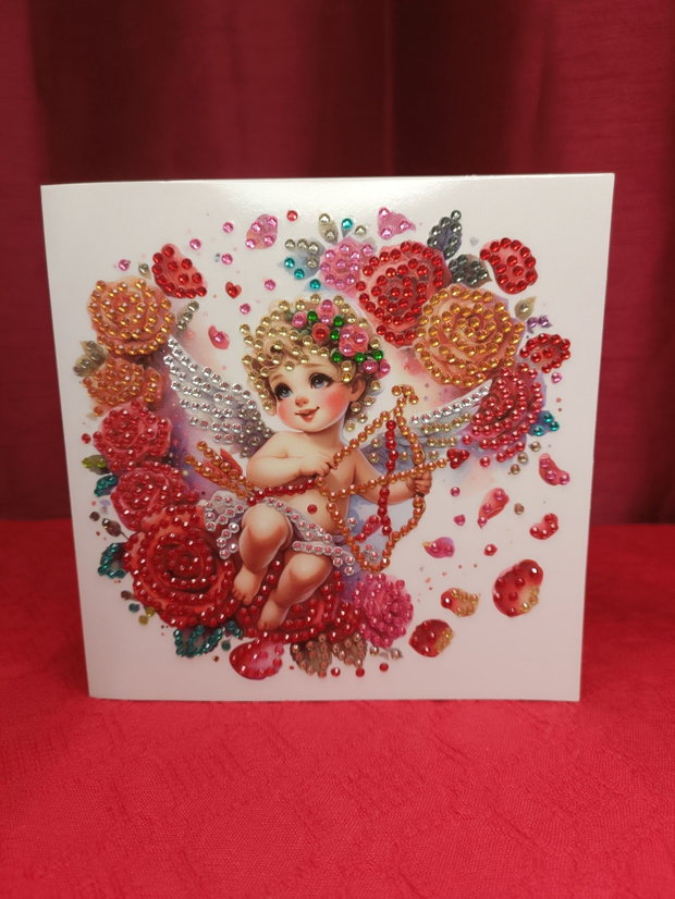 Cupidonul Inimilor Felicitare Mozaic cu Diamante 15×30 cm