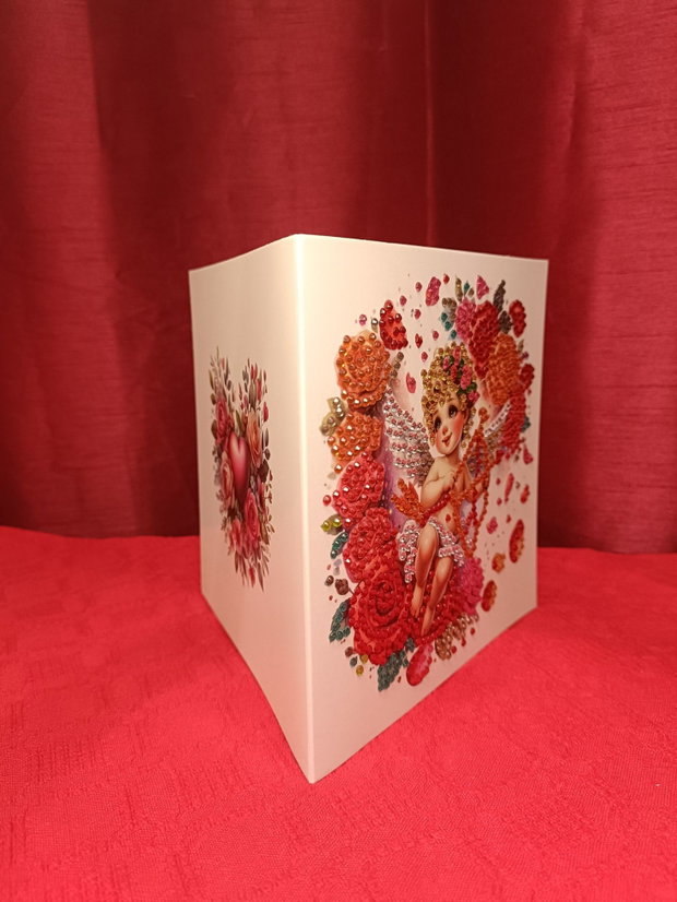 Cupidonul Inimilor Felicitare Mozaic cu Diamante 15×30 cm