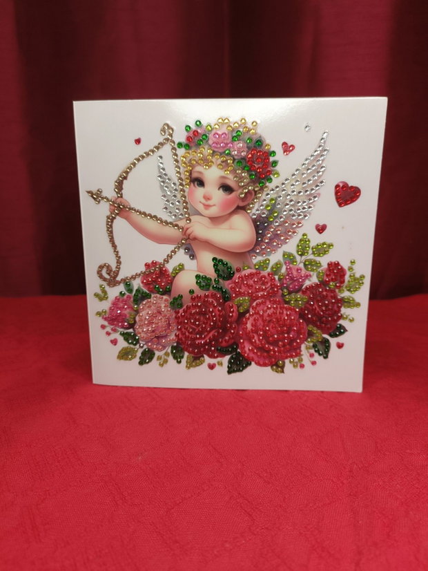 Cupidonul Iubirii Felicitare Mozaic cu Diamante pentru Valentines Day