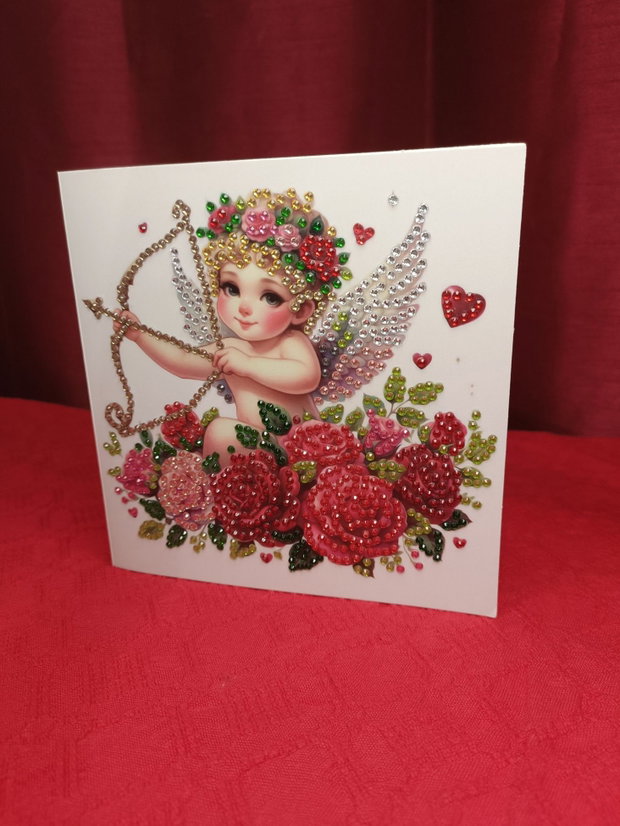 Cupidonul Iubirii Felicitare Mozaic cu Diamante pentru Valentines Day