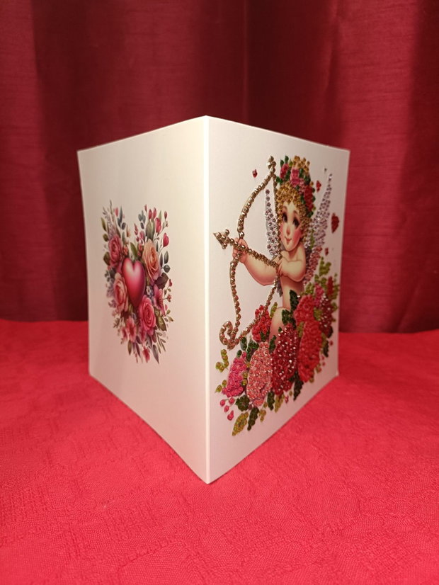 Cupidonul Iubirii Felicitare Mozaic cu Diamante pentru Valentines Day