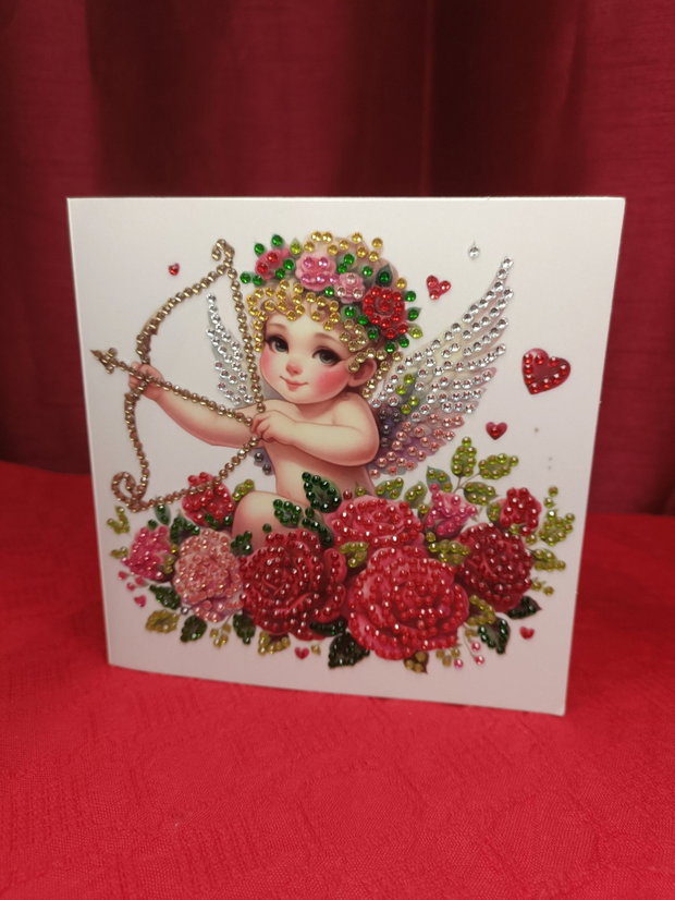 Cupidonul Iubirii Felicitare Mozaic cu Diamante pentru Valentines Day