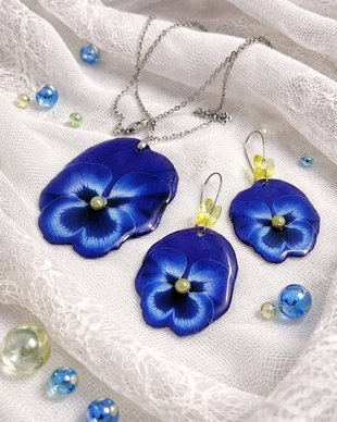 Set bijuterii Panseluțe rășină 01882