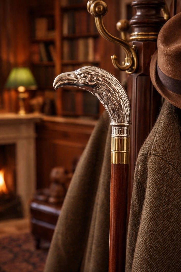 Baston englezesc din lemn mahon cu maner cap de pasare