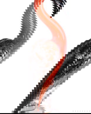 Flamingo rosu-figurina din sticla Murano