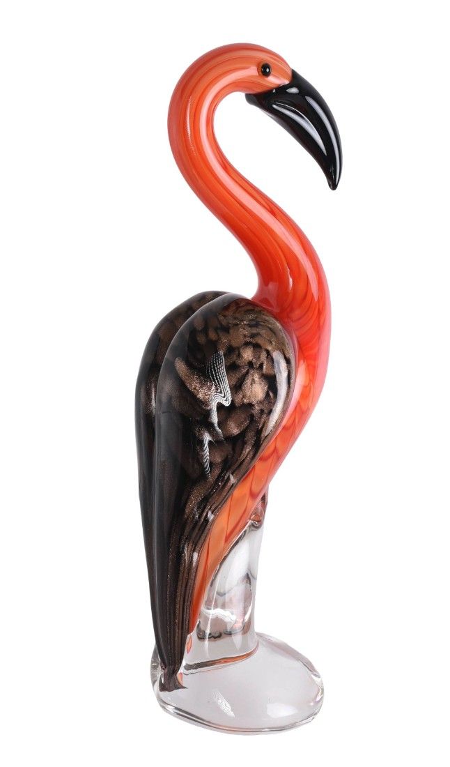 Flamingo rosu-figurina din sticla Murano