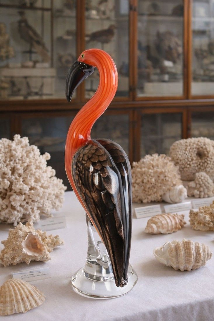 Flamingo rosu-figurina din sticla Murano