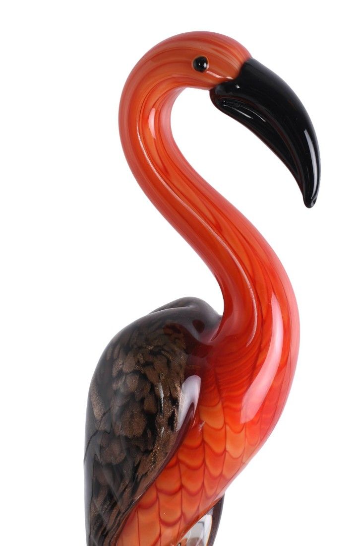 Flamingo rosu-figurina din sticla Murano
