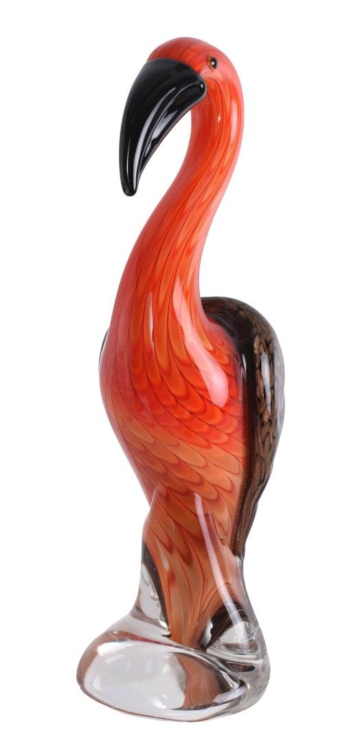 Flamingo rosu-figurina din sticla Murano
