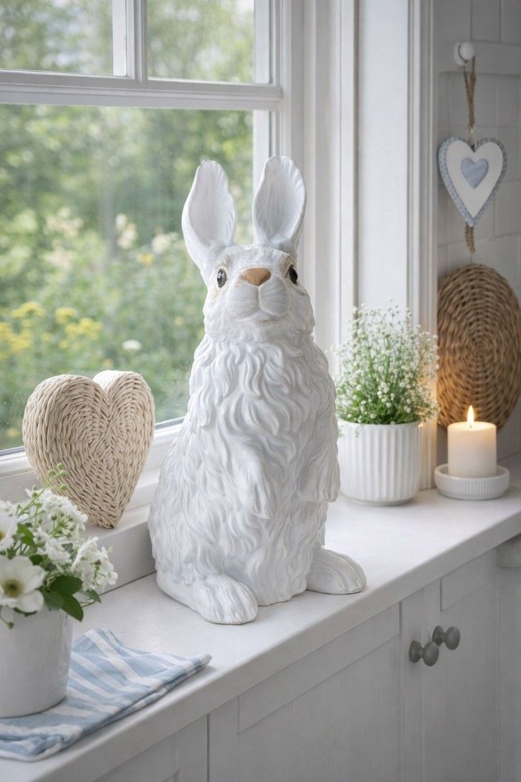 Iepuras-figurina din portelan alb