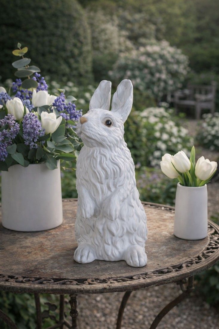 Iepuras-figurina din portelan alb