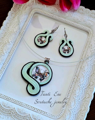 Set soutache vernil cu verde inchis