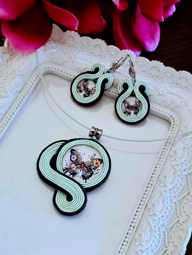 Set soutache vernil cu verde inchis