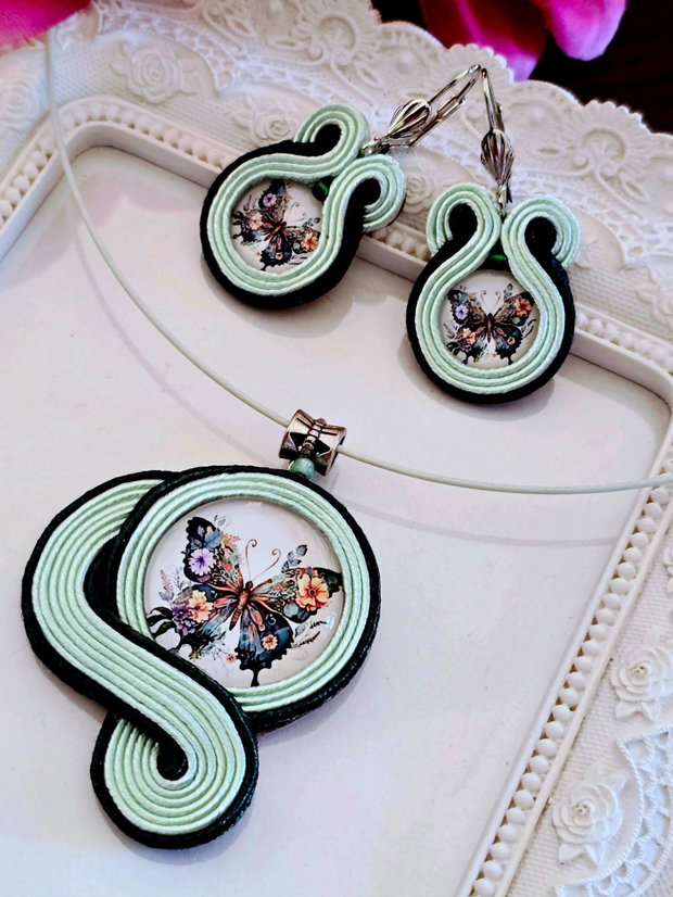 Set soutache vernil cu verde inchis