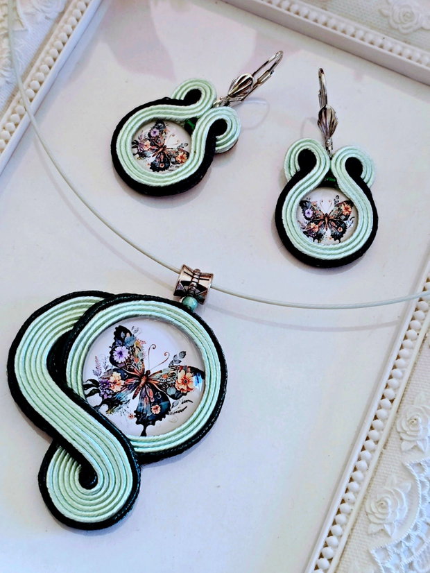 Set soutache vernil cu verde inchis