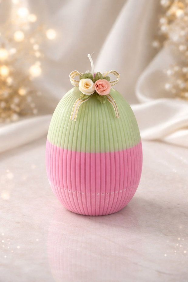 Set Cadou Paște Lumânări Decorative Iepuraș și Ou Pastel, Handmade