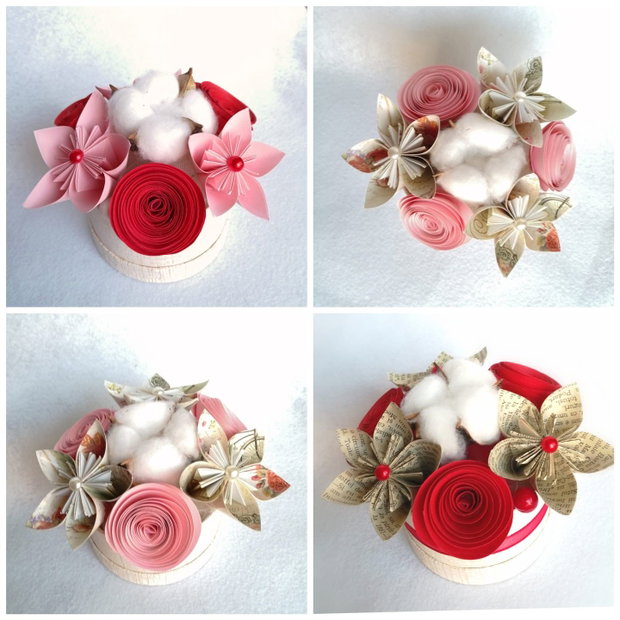 Aranjament cu flori origami
