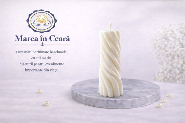 Lumânare spirală handmade decor elegant | Marea în Ceară