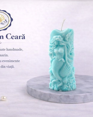 Lumânare decorativă Sirenă  stil marin, handmade | Marea în Ceară