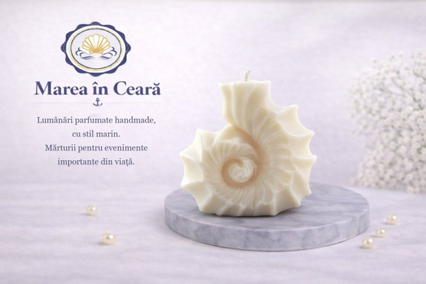 Lumânare parfumată handmade Cochilie marină Marea în Ceară