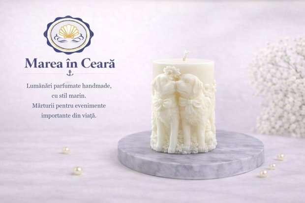 Lumânare decorativă handmade Cuplu de căței