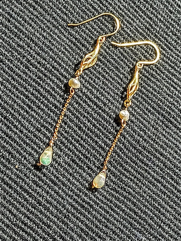Cercei vermeil opal de foc etiopian perle naturale de cultura baroc mini lant conectori argint placat cu aur minimalisti boho chic trendy cadou - Transport gratuit