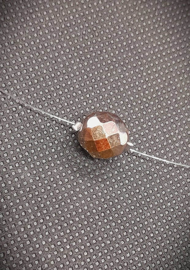 Colier la baza gâtului cu fir incolor și cristal maro/roșcat/transparent